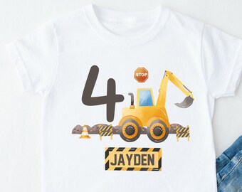 Personalised Digger Birthday T-shirt | Boy's Birthday T-shirt | 4th Birthday | Kid's Birthday T-shirt | 5th Birthday | Children One Today