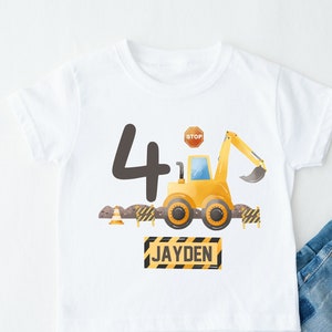 Personalised Digger Birthday T-shirt | Boy's Birthday T-shirt | 4th Birthday | Kid's Birthday T-shirt | 5th Birthday | Children One Today