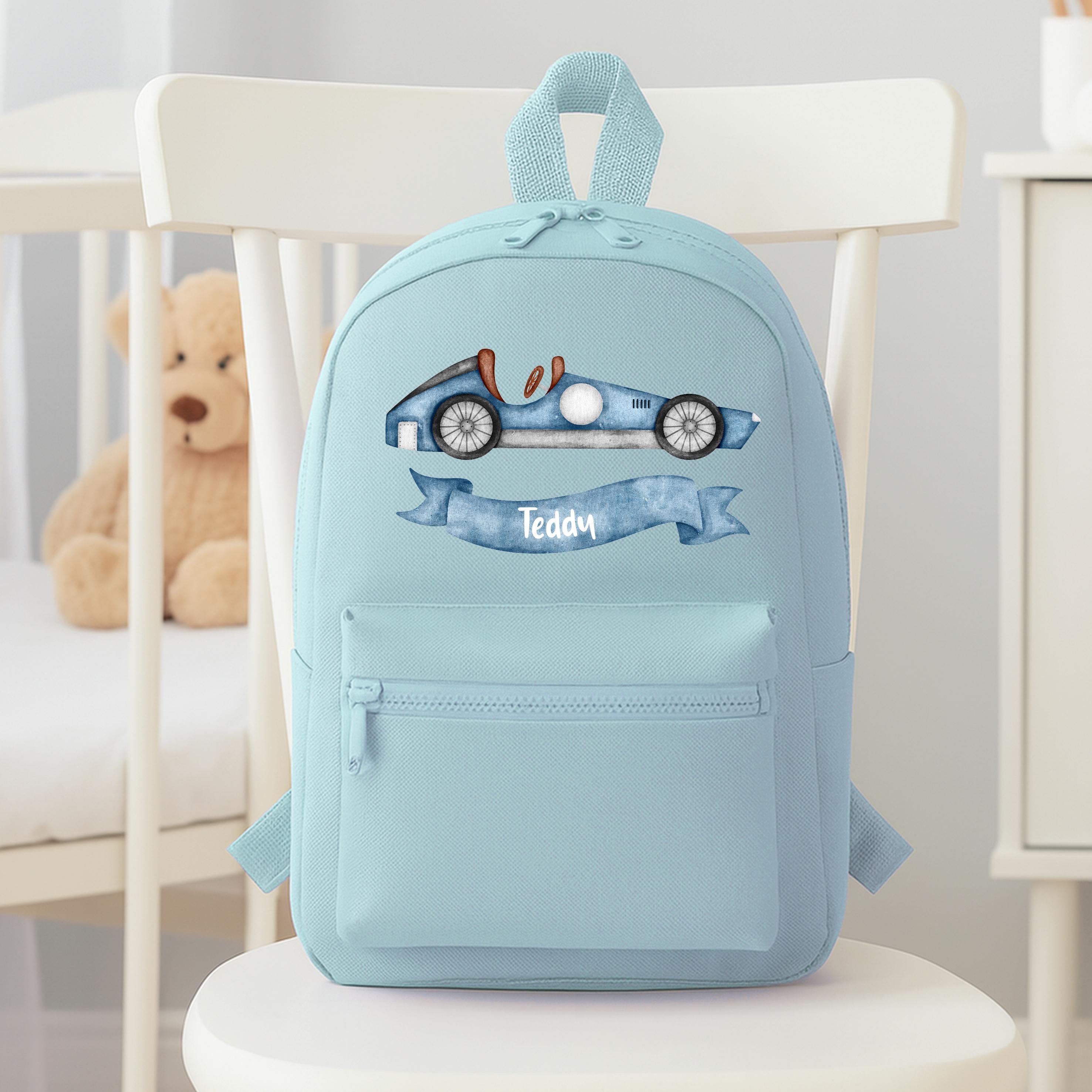 Aimeen Kids Backpack For Girls & Boys - Toddler Bookbag With Cars Design (Blue) - View #8