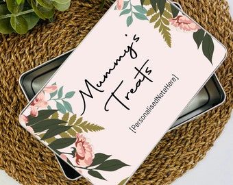 Personalisierte florale Leckerli Dose - Ideales Muttertagsgeschenk (Nan Mummy Nanny Freund Mama Tante Geschenk)