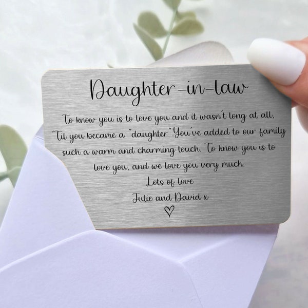 Personalised Daughter in Law Wallet Card | Wedding | Father of the Groom | Wedding Present | Bride | In Law's | Wallet Card
