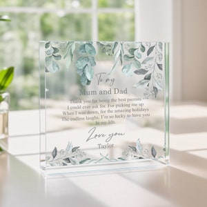Personalised Mum and Dad Parents Acrylic Plaque | Valentines Mother's Day Father's Day Gift Present | Gift From Daughter Son Kids | Keepsake