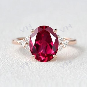 2.8ct Oval Cut Rubin Verlobungsring 14k Rose Gold Rubin Ehering Vintage Rubin Braut Jahrestag Ring Einzigartige Versprechen Ring für Frauen