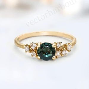 Farbwechsel Teal Saphir Verlobungsring Art-Deco-Ehering 14k Gold Blau Grün Saphir Brautring Einzigartige Minimalist Ring