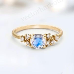 Natürlicher Mondstein Verlobungsring Art-Deco-ehering 14k Gold Mondstein Brautring Antik Minimalist Ring Frauen Jahrestag Geschenk