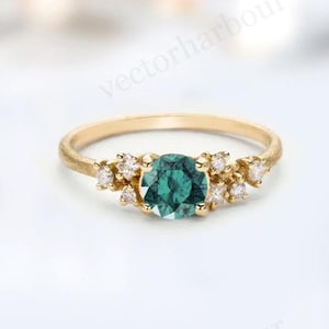 Antique Paraiba Tourmaline Engagement Ring Vintage Minimalist Wedding Ring Art Deco Dainty Engagement Ring Unique Bridal Anniversary Ring
