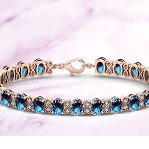 Oval Cut Alexandrite Bracelet For Women Vintage Alexandrite Wedding Bracelet 925 Rose Gold Alexandrite Bracelet For Women Anniversary Gift