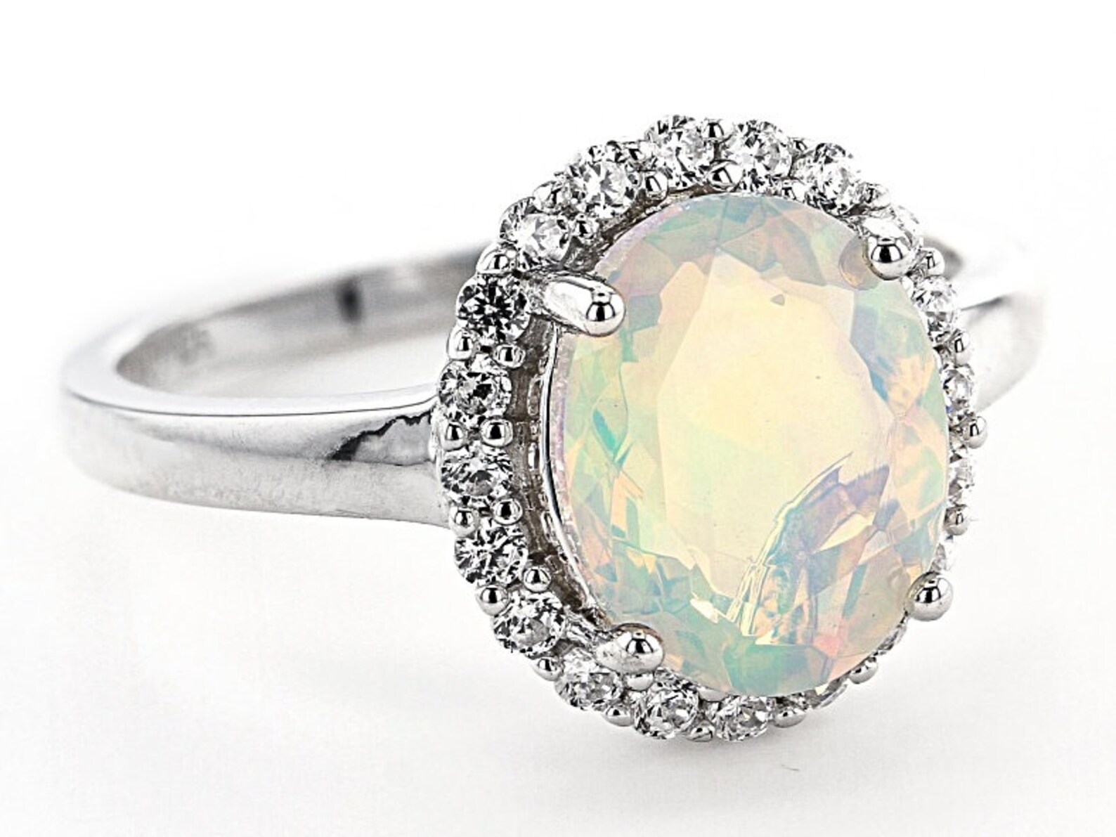 Vintage Opal Engagement Ring 14k White Gold Opal Wedding Ring Etsy