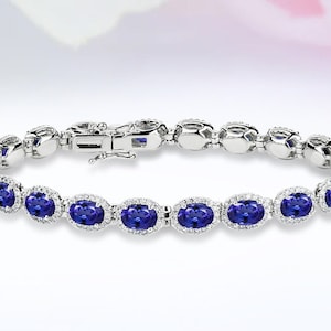 Tanzanite Wedding Bracelet Vintage Tennis Engagement Bracelet For Women Unique Tanzanite Bridal Bracelet For Women Anniversary Bracelet