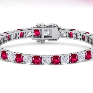 Ruby Engagement Bracelet Rose Gold Ruby Wedding Bracelet 925 Silver Ruby Bracelet For Women Tennis Bracelet For Women Anniversary Gift