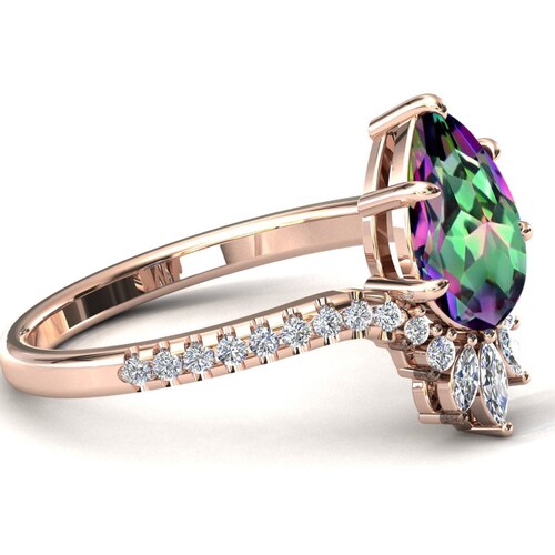 Pear Cut Mystic Topaz Engagement shops Ring Unique Mystic Topaz Wedding Ring Antique Topaz Bridal Ring Art Deco Anniversary Promise Ring For Women