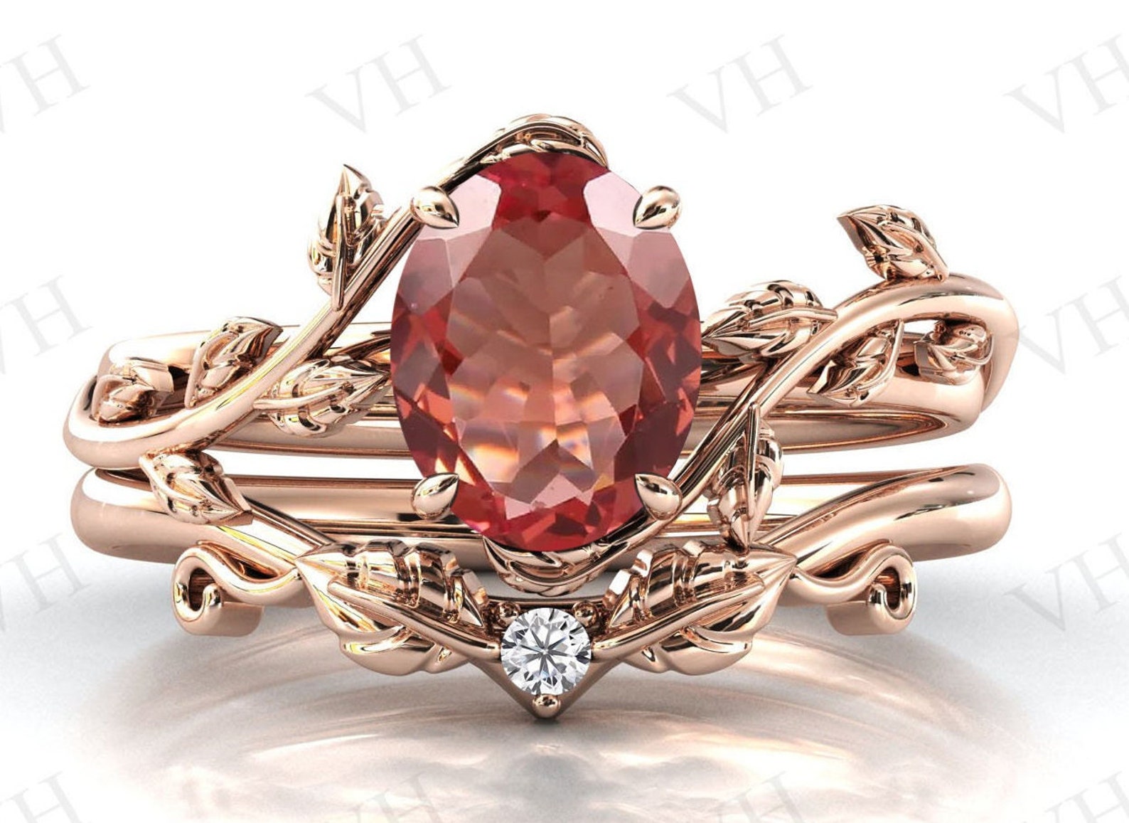 Color Changing Zultanite Engagement Ring Set Art Deco Leaf Etsy