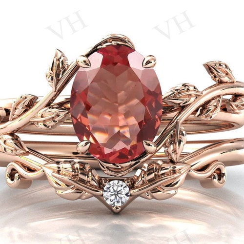 Color Changing shops Zultanite Engagement Ring Set Art Deco Leaf Design Wedding Ring Set 14k Gold Zultanite 2 Piece Bridal Anniversary Ring Set