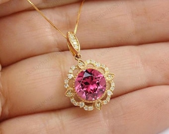 Pink Tourmaline Pendant For Women Unique Pink Gemstone Pendant Antique Style Pendant 925 Silver Pink Tourmaline Wedding Pendant Gift For Her