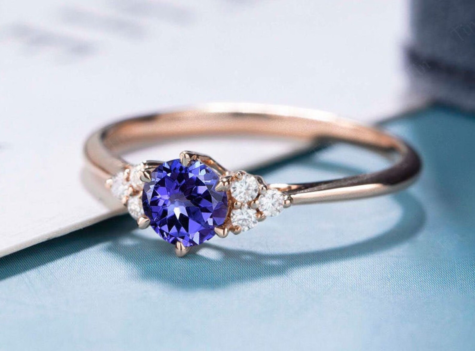 Unique Tanzanite Engagement Ring Vintage Tanzanite Wedding Etsy