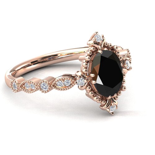 Unique Black Onyx Engagement Ring Art Deco Black Onyx Wedding shops Ring 14k Rose Gold Bridal Anniversary Ring Vintage Onyx Promise Ring For Women