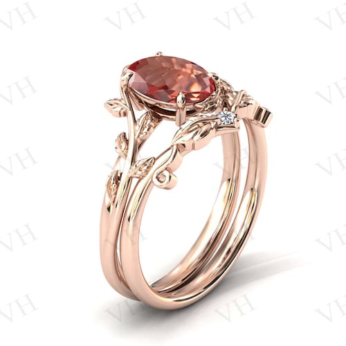 Color Changing Zultanite Engagement Ring Set Art Deco Leaf shops Design Wedding Ring Set 14k Gold Zultanite 2 Piece Bridal Anniversary Ring Set