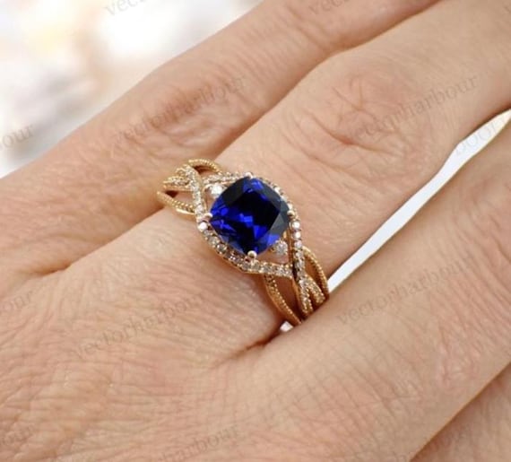 Pietre Preziose Anello Antico Con Zaffiro Blu Anello Di