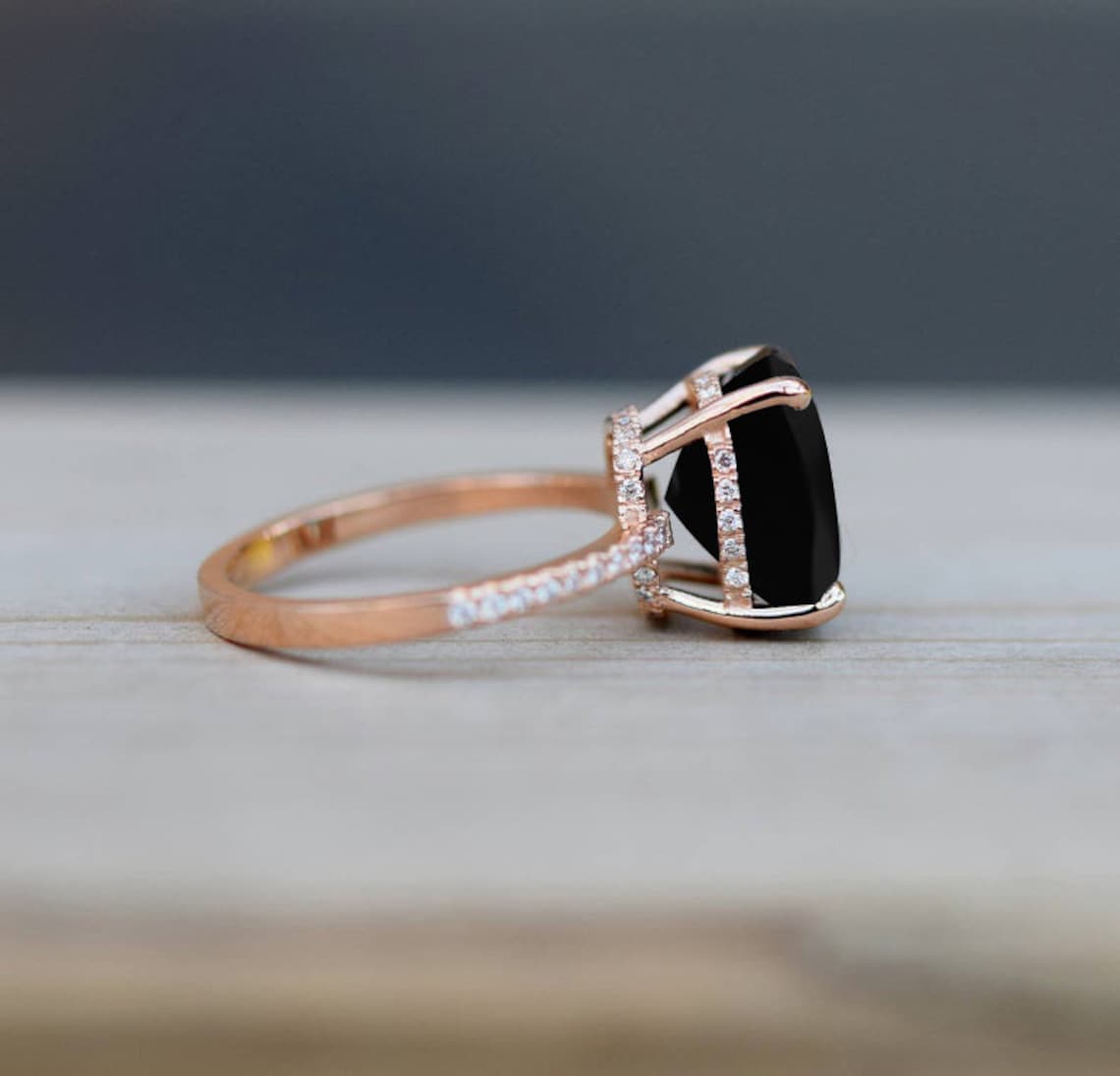 Women Black Onyx Engagement Ring Unique Black Onyx Wedding Etsy