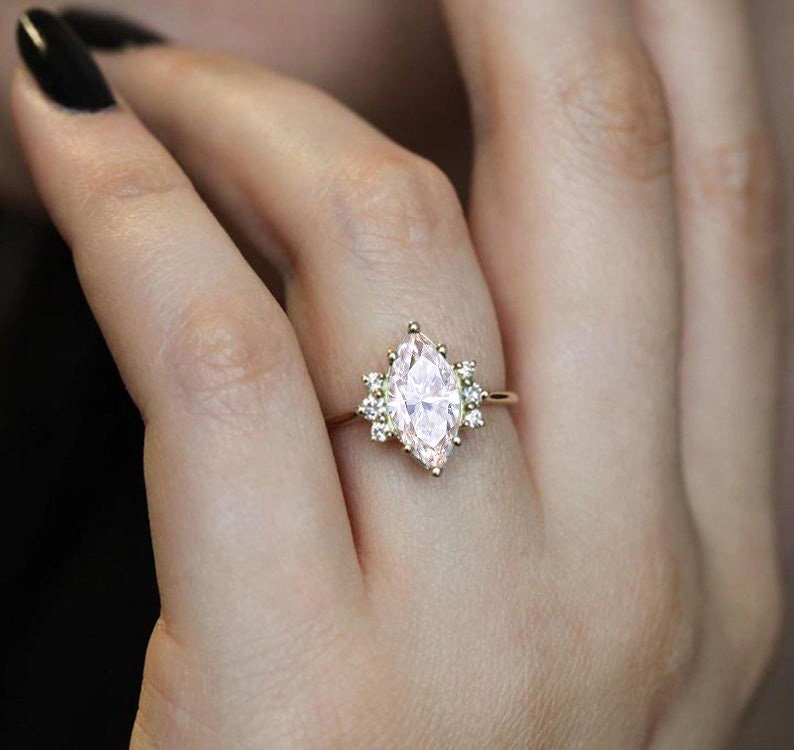 Moissanite Engagement Ring 14k Gold Moissanite Wedding Ring Etsy