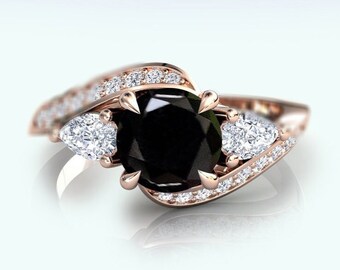 Natuurlijke Zwarte Onyx Verlovingsring 14k Goud Zwart Onyx Trouwring Art Deco Bruidsverjaardag Ring Unieke Onyx Belofte Ring Voor Vrouwen