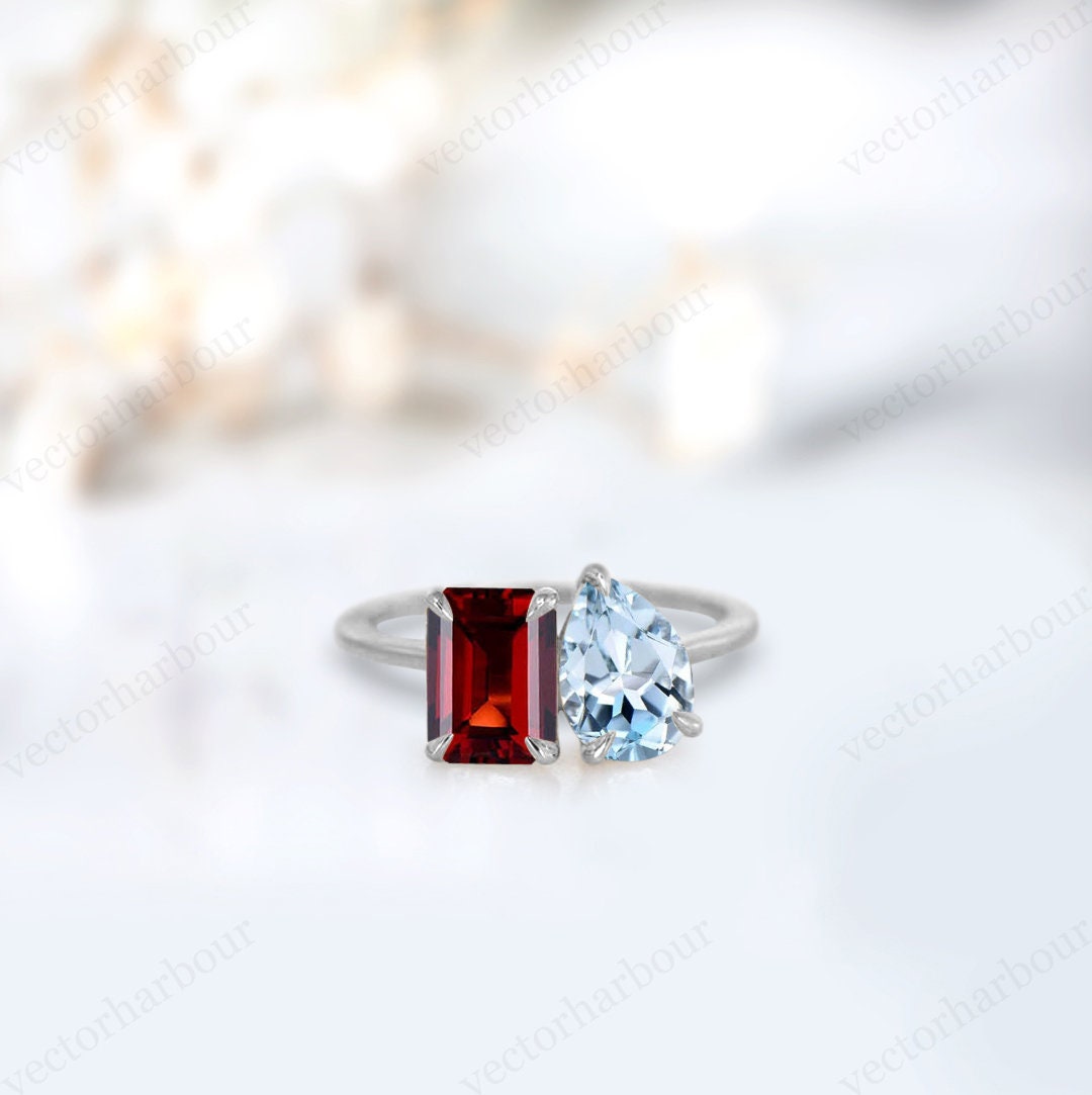 Tourmaline Garnet Engagement Ring In Sterling Silver – shine of diamond