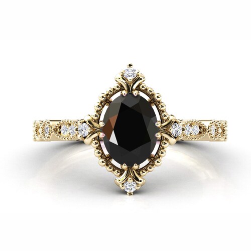 Unique Black Onyx Engagement Ring Art Deco Black Onyx Wedding shops Ring 14k Rose Gold Bridal Anniversary Ring Vintage Onyx Promise Ring For Women