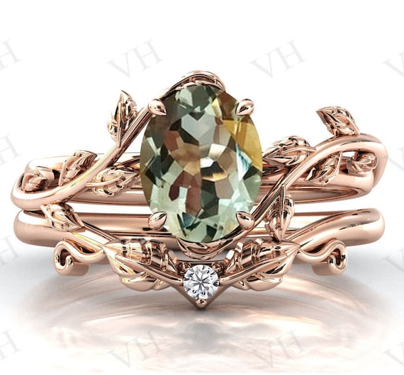 Green amethyst wedding ring sale