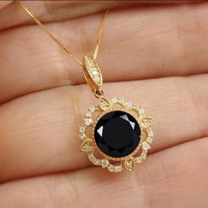 Black Onyx Pendant For Women 925 Sterling Silver Pendant Art Deco Black Onyx Wedding Necklace Vintage Style Pendant Women Statement Pendant
