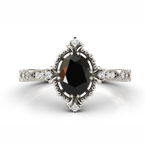 Unique Black Onyx Engagement Ring Art Deco Black Onyx Wedding shops Ring 14k Rose Gold Bridal Anniversary Ring Vintage Onyx Promise Ring For Women