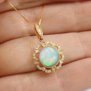 Natural Opal Pendant For Women Art Deco Opal Gemstone Pendant Antique Wedding Pendant Rose Gold Statement Pendant Women Anniversary Gift