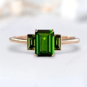 Chrome Diopside Engagement Ring For Women Vintage Multi Gemstone Ring 14k Gold Chrome Diopside Wedding Ring Unique Anniversary Gift For Her