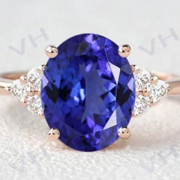 2.8ct Tanzanite Engagement Ring Vintage Tanzanite Wedding Ring 14k Gold Tanzanite Bridal Ring Unique Anniversary Promise Ring For Women