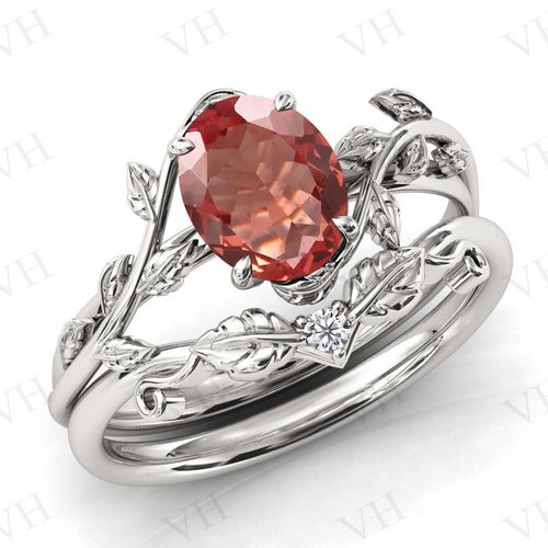 Color Changing shops Zultanite Engagement Ring Set Art Deco Leaf Design Wedding Ring Set 14k Gold Zultanite 2 Piece Bridal Anniversary Ring Set