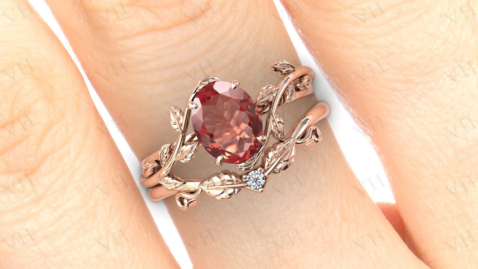 Color Changing Zultanite Engagement Ring Set Art Deco Leaf Etsy