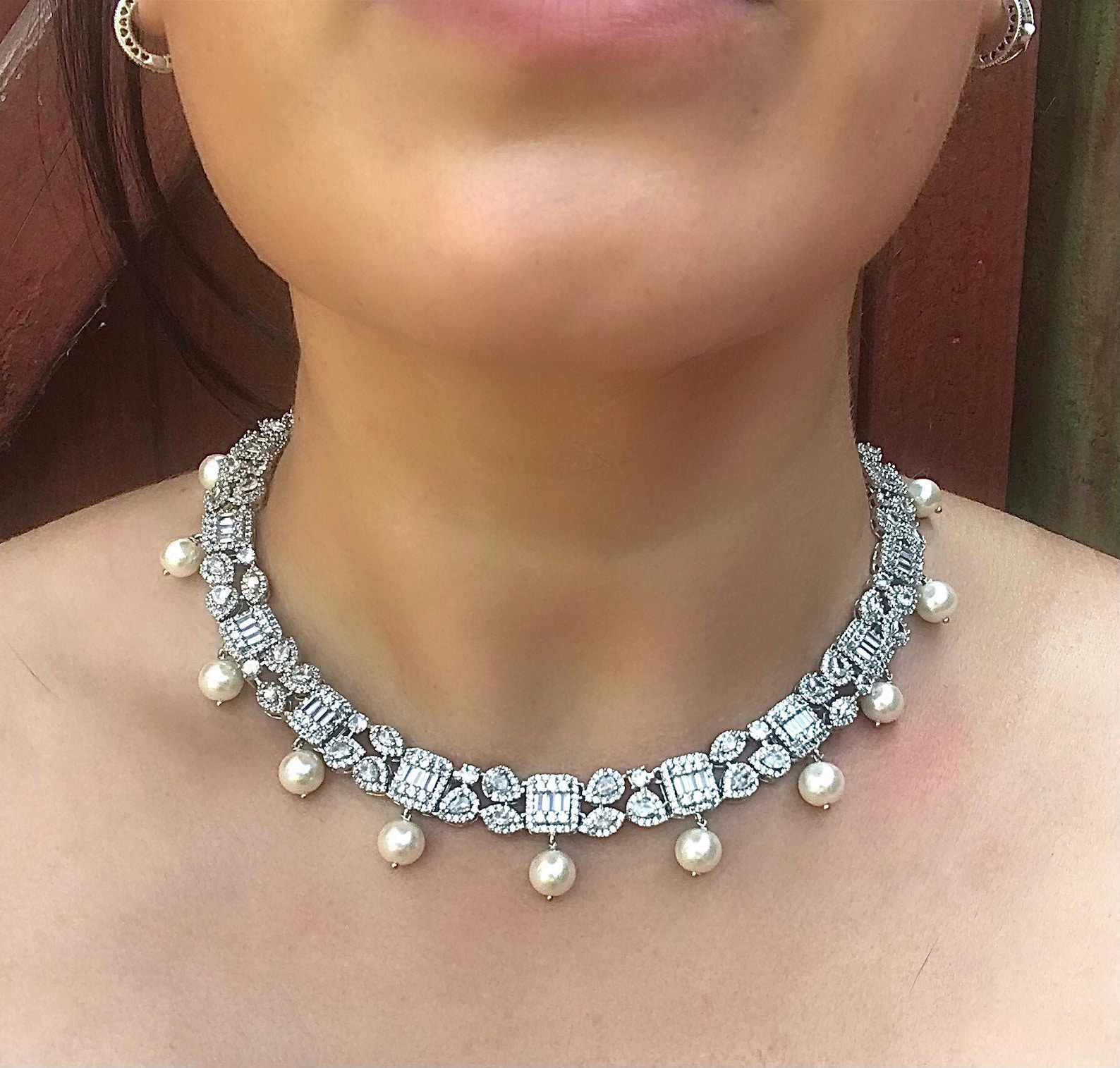 Parure Gioielli Crystalline Azuria - Collana E Orecchini Con Zirconia, Per Donne E Sposa - Foto 3