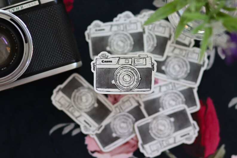 Water Bottle Vintage Canon Camera Matte Sticker Waterproof Decal Matte Sticker for Laptop and Tumbler Cup MacBook Phone Case