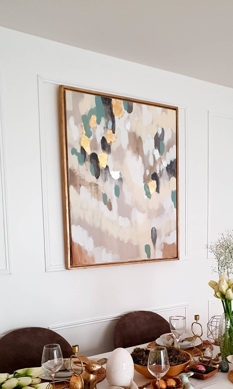 Tableau Acrylique sur Toile Feuille d'or - Abstract Painting Modern Art Gold Leaf