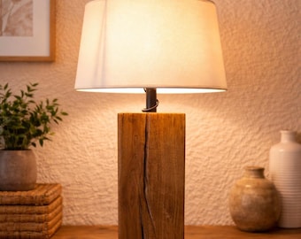 Oak Lamp | Table Lamp | Unique Rustic Lamp | Floor Lamp | Standing Lamp | Wooden Floor Lamp with Branch Design | Decorative Lamp | Wooden Figurine