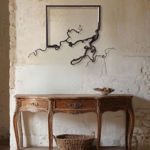 Beställningsverk Fusionsram Drivvedsväggkonst Ramdesign Massivt naturträ Handgjord inramad skulptur Tavelram Väggbonad WABI SABI