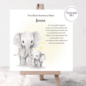 Mama soll Feierkarte für Tochter sein, geschlechtsneutrale personalisierte Babypartykarte, Mama und Babyelefantenkarte für neues Enkelkind