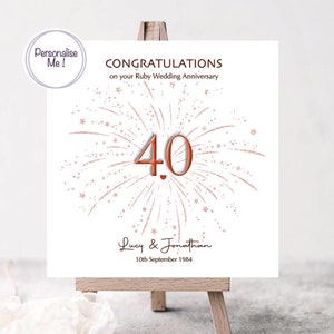 Rubinhochzeitskarte Jahrestag, Hochzeitstag der Freunde, Ihr Rubinjubiläum, 40.Hochzeitstag, personalisiertes Jubiläum