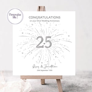 Silberhochzeit Jahrestag, Freunde Hochzeitsjubiläum, Ihr silbernes Jubiläum, 25. Hochzeitstag, personalisiertes Jubiläum