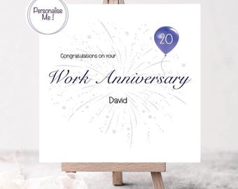 Personalized Work Anniversary Card, Colleague Appreciation