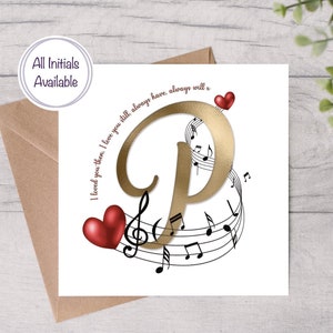 Personalisierte Karte zum Valentinstag, Jahrestagskarte Frau, Karte für Mann, Musiknoten-Grußkarte, Liebeskarte für andere Hälfte, Verlobtenkarte