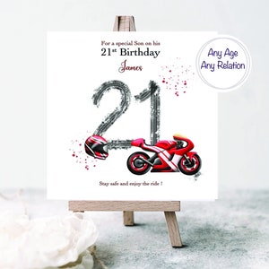 21. Geburtstagskarte für Sohn, Motorrad Geburtstagskarte für 21., Biker-Karte für ihn, Biker-Geburtstagskarte, Motorrad-Karte für Papa