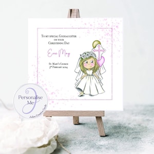 Personalisierte Karte zur Taufe für Mädchen, Karte zur Taufe für Mädchen, Karte zur Konfirmation für Mädchen, Karte zur Taufe
