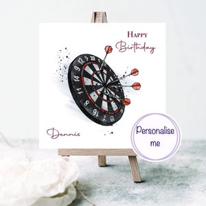 Geburtstagskarte für Dartspieler, personalisierte Geburtstagskarte für Dartliebhaber, Karte für Dartspieler, Karte für Dartspieler