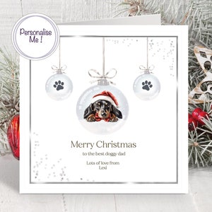 Weihnachtskarte vom Hund, personalisierte Karte für Hundepapa, Dachshund Karte, Dackel Weihnachtskarte für Freunde mit Hund