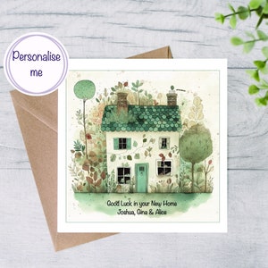 Personalised new home card, whimsical card for new house, you've just moved congratulations card, good luck personalised house move card